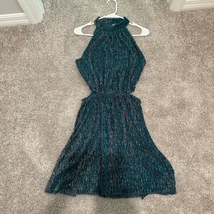 Elegant Teal Halter Cut-Out Dress 👗